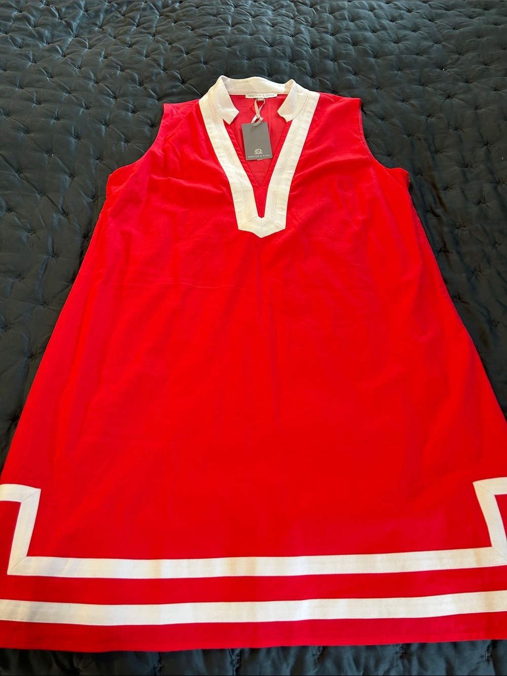 Preston & York Coral Dress with White Contrast Trim